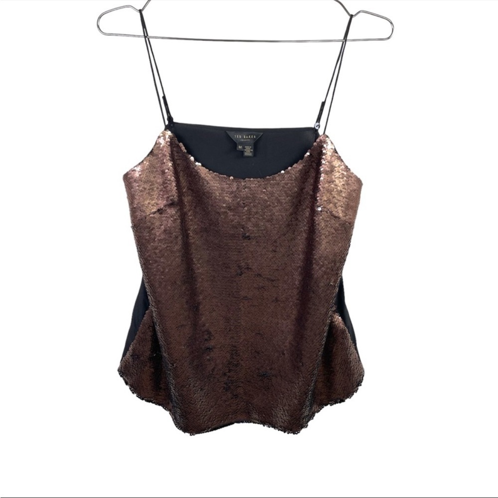 Ted Baker Reversible Black And Copper Sequin Tank Top